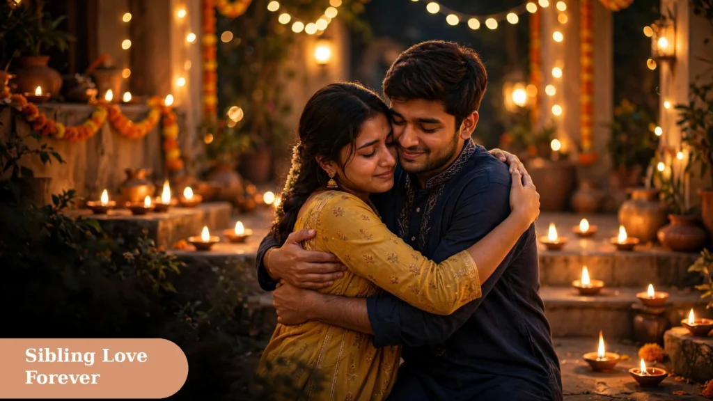 Loving brother sister moment captured for emotional bhai dooj captions for instagram