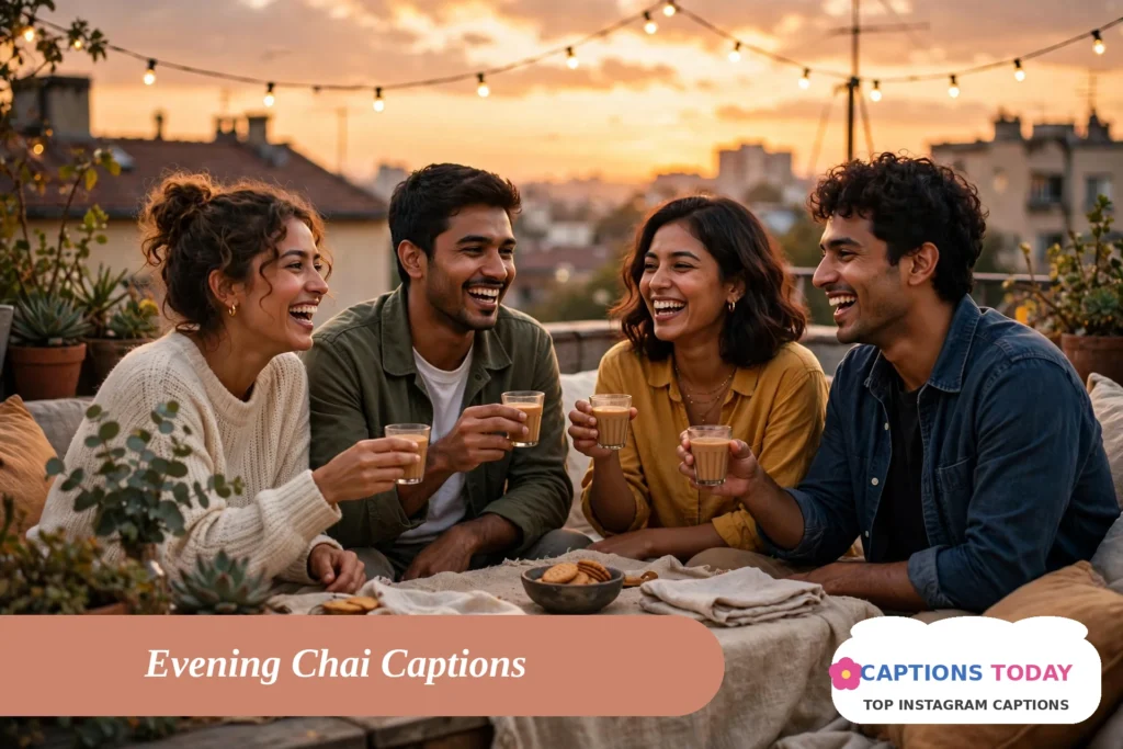 chai captions for instagram with friends sharing chai at sunset