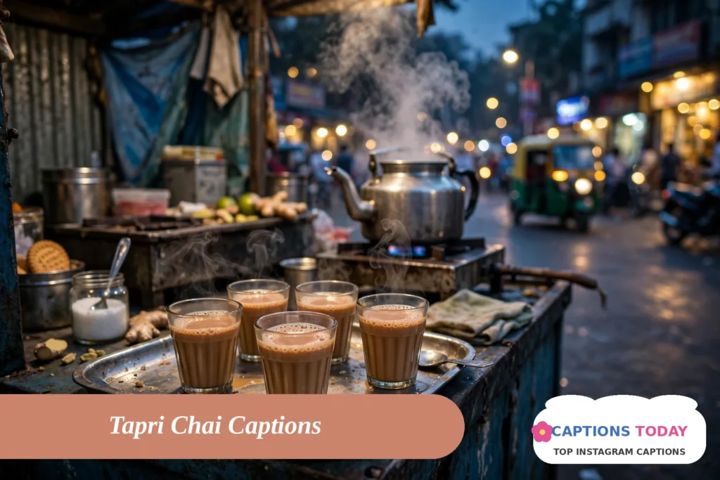 chai captions for instagram with cutting chai at a Mumbai tapri stall