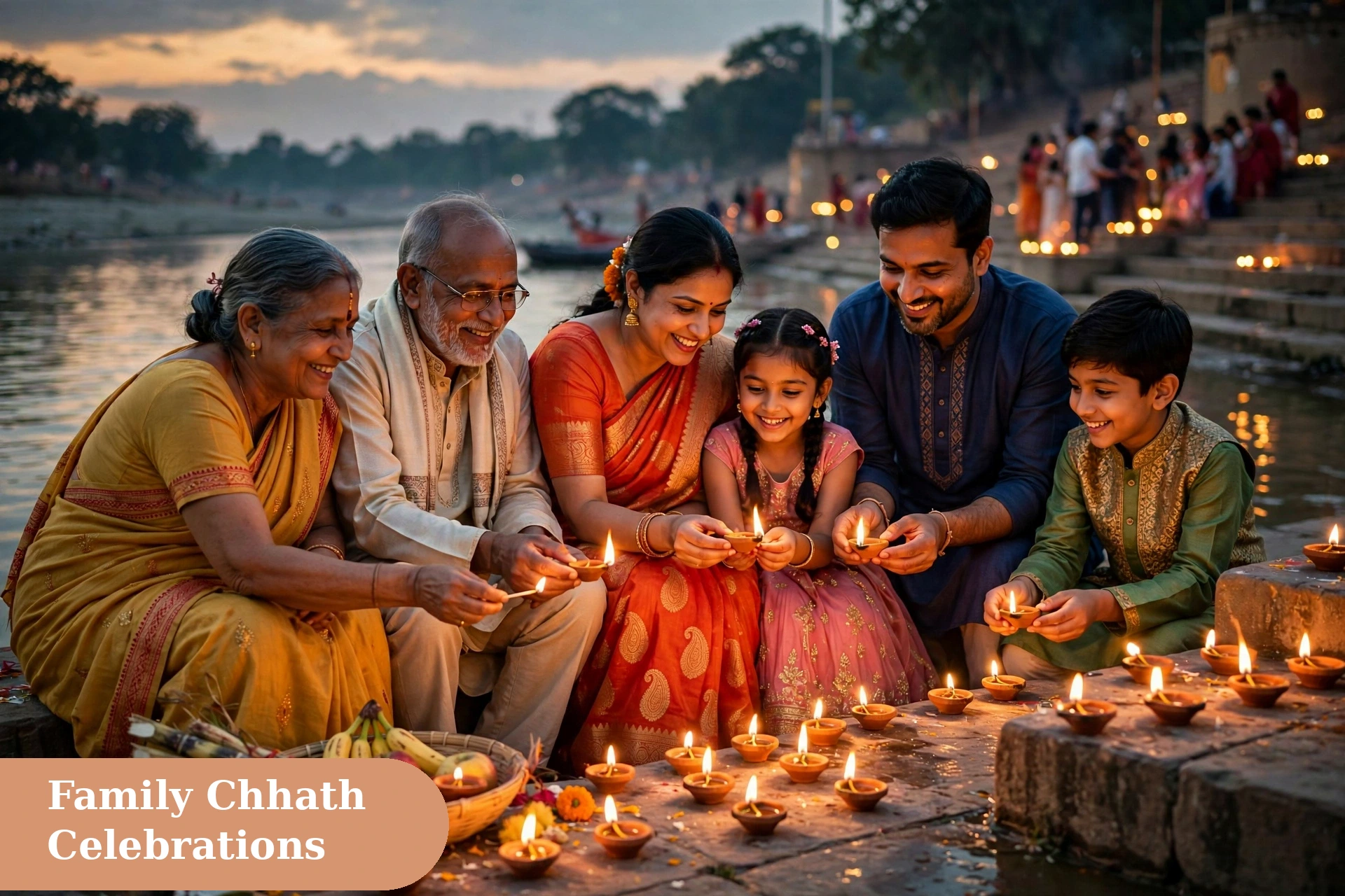 chhath puja captions for instagram thekua sweets image with a plate of thekua bananas and coconut prasad