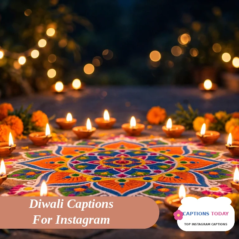 diwali captions for instagram with glowing diyas and festive lights