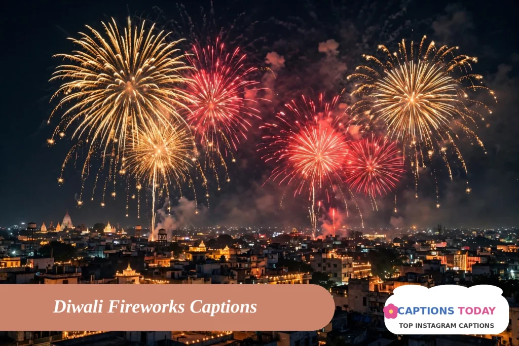 diwali captions for instagram with fireworks in the night sky