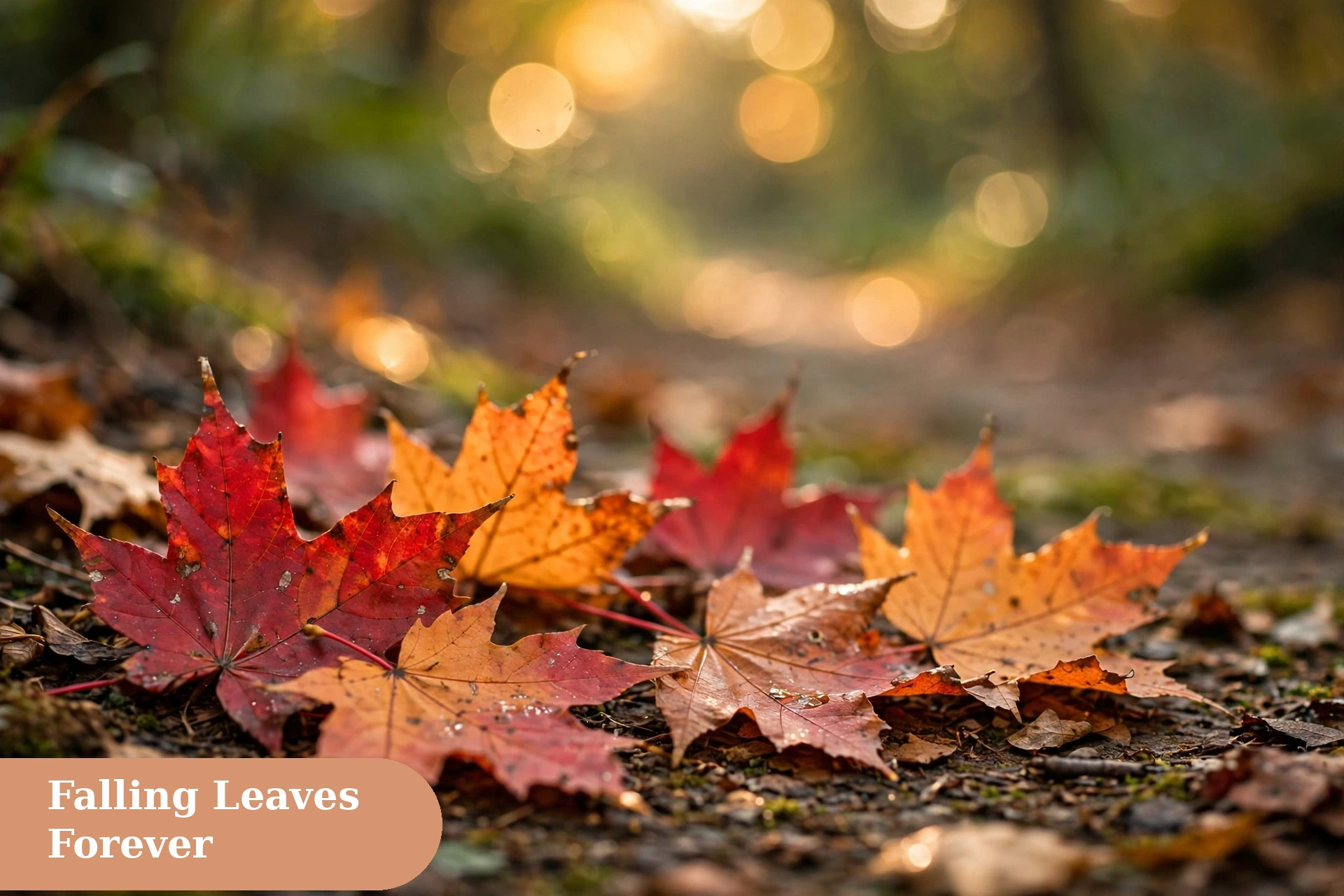 Falling leaves fall captions for instagram with red and gold maple leaves in sunlight