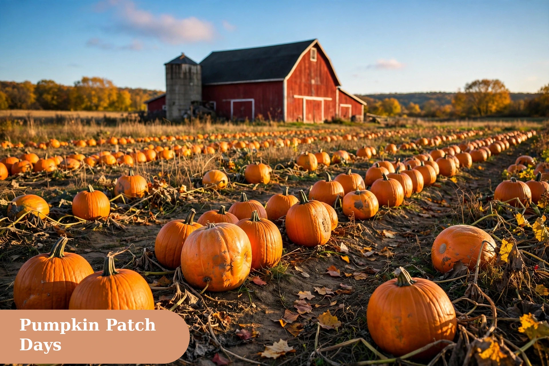 Pumpkin patch fall captions for instagram with bright orange pumpkins in a sunny field