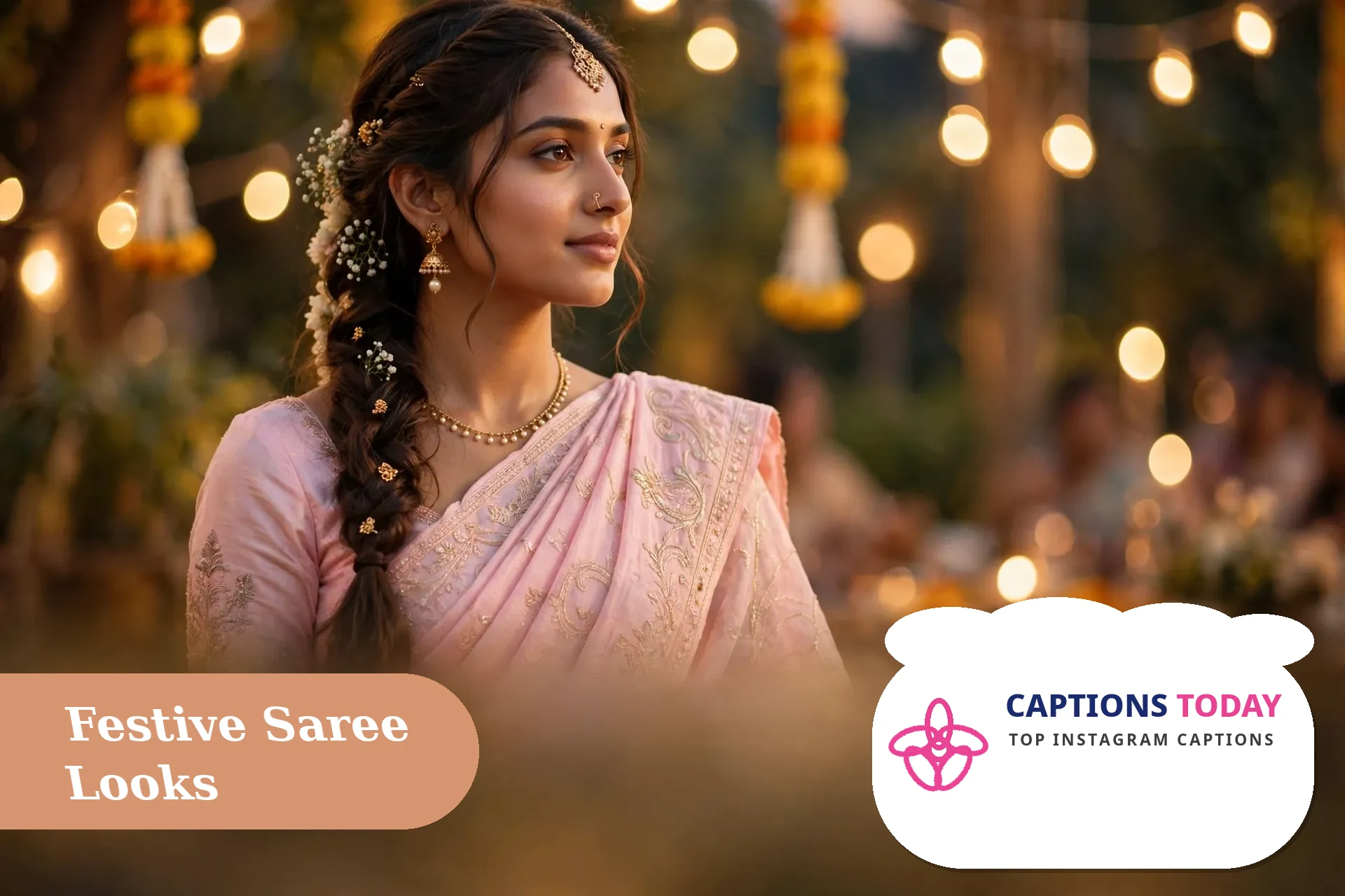 Dreamy pastel silk drape in soft light with aesthetic saree captions for instagram