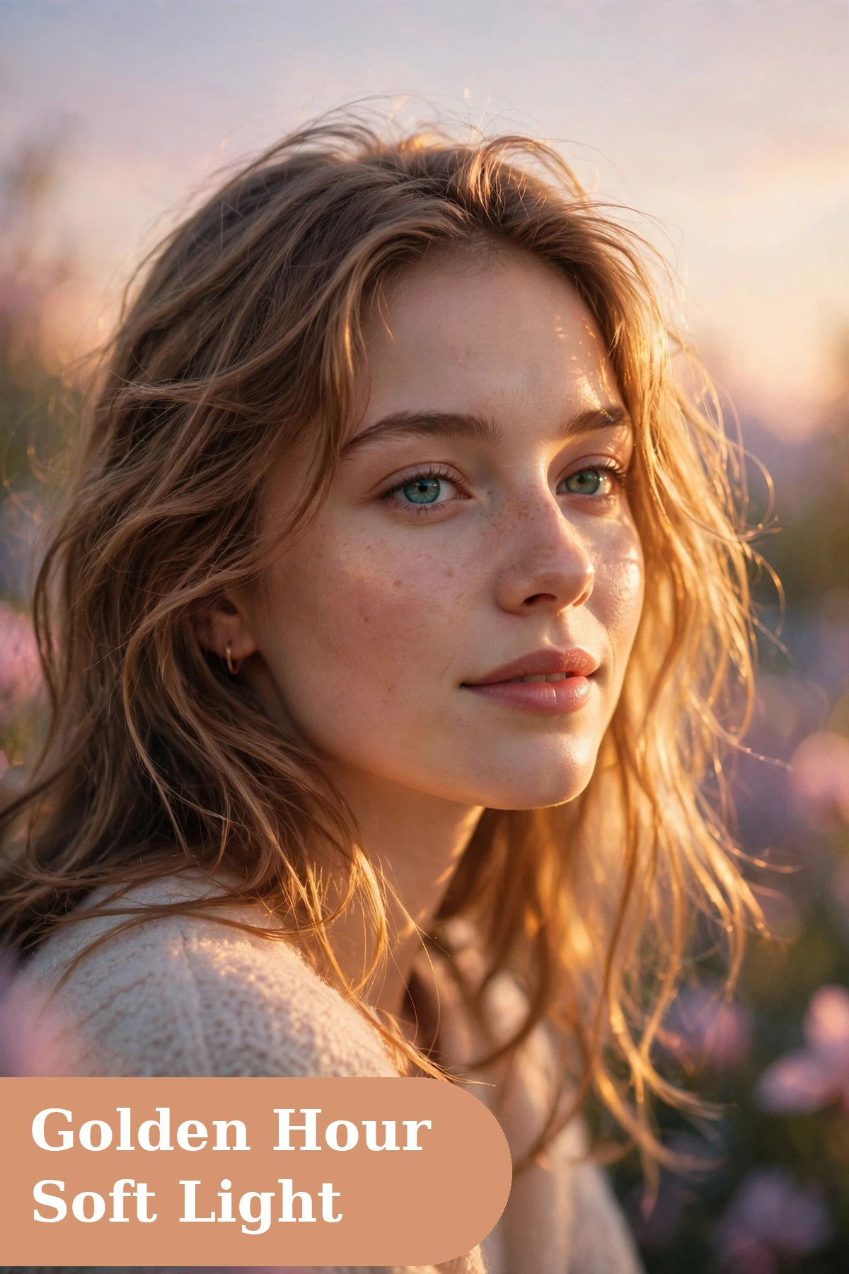 Aesthetic captions for instagram with golden hour portrait in warm soft sunlight