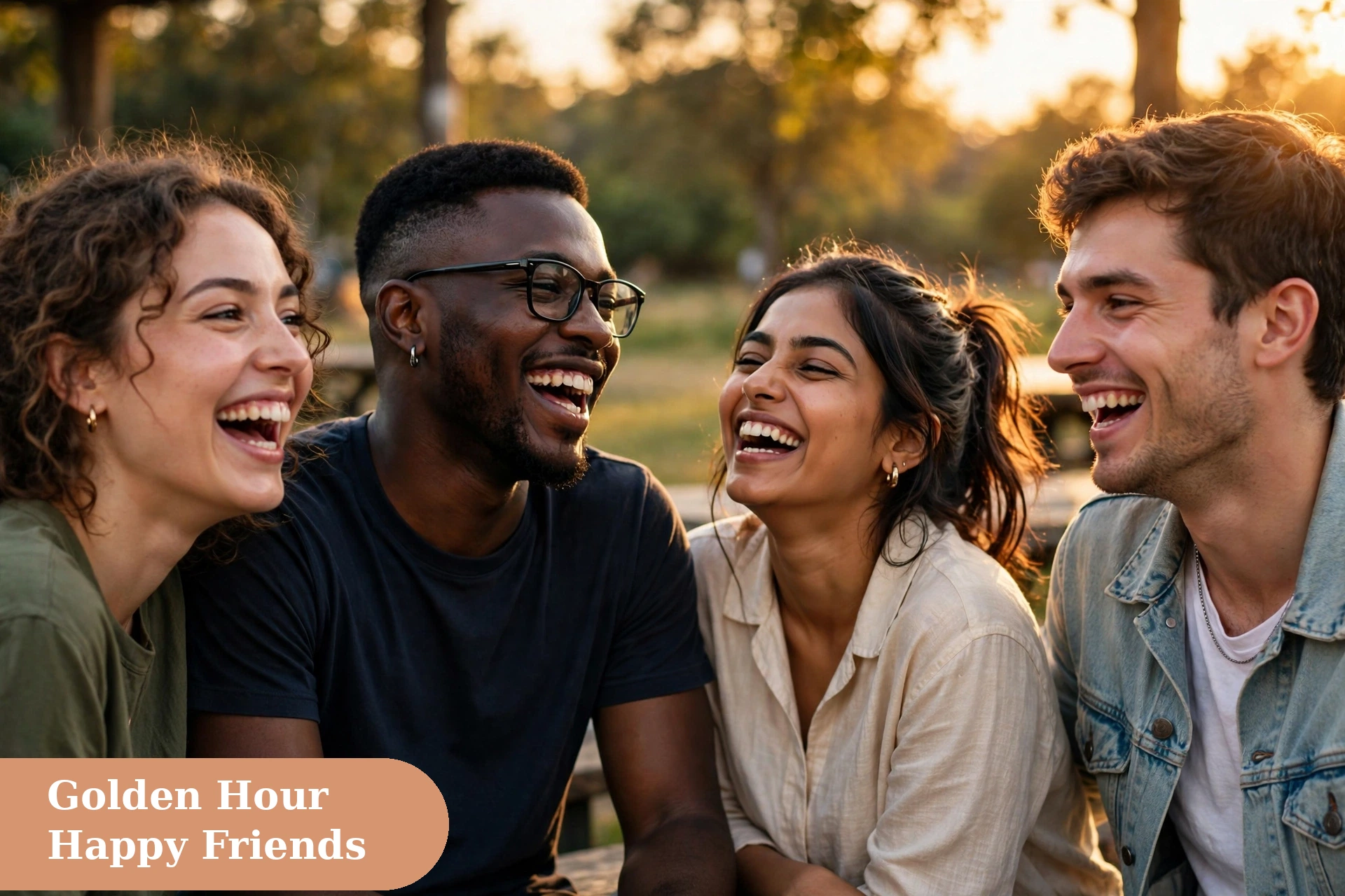 Blessed captions for instagram with friends laughing together at golden hour