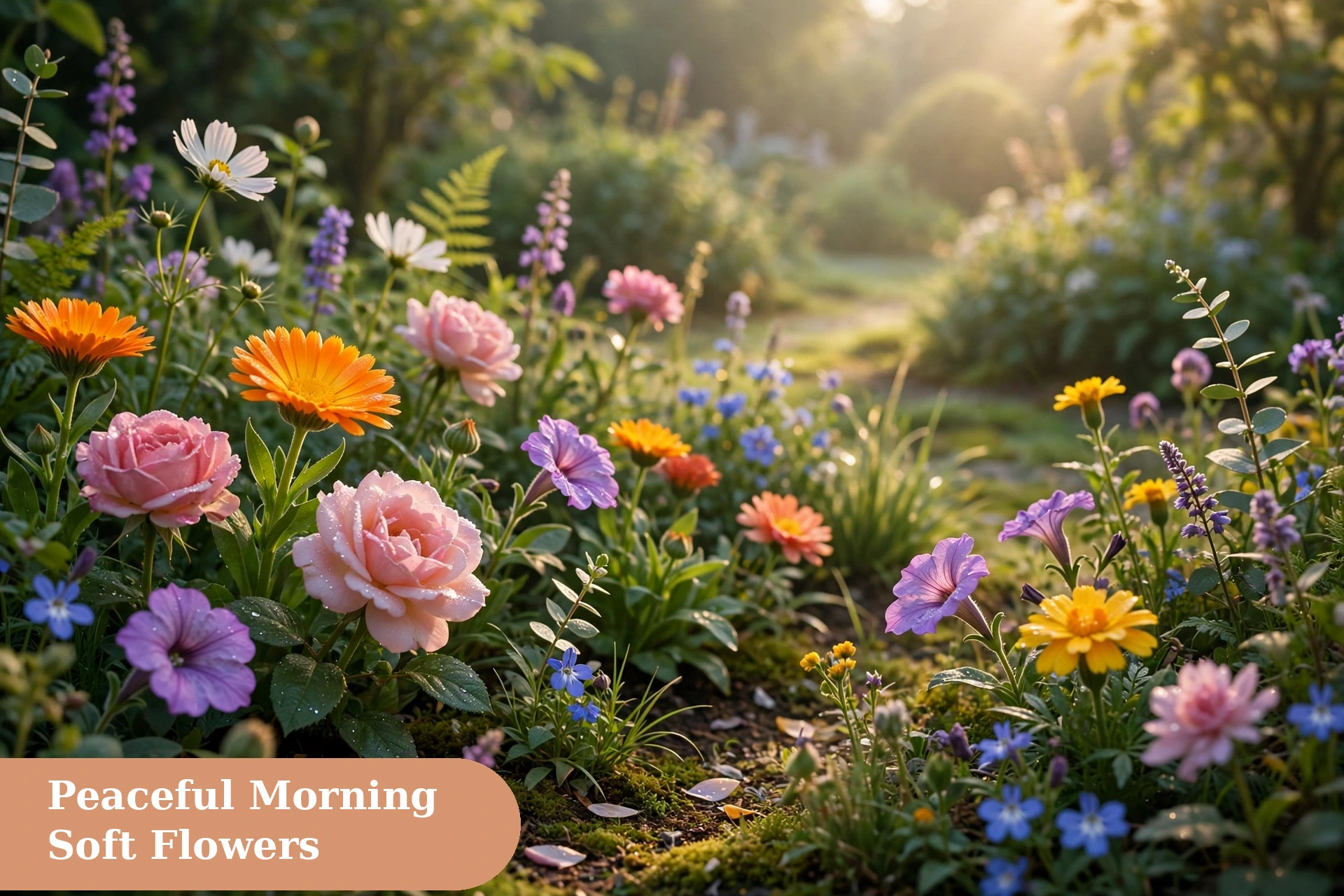 Blessed captions for instagram with flowers and soft sunlight on a peaceful morning