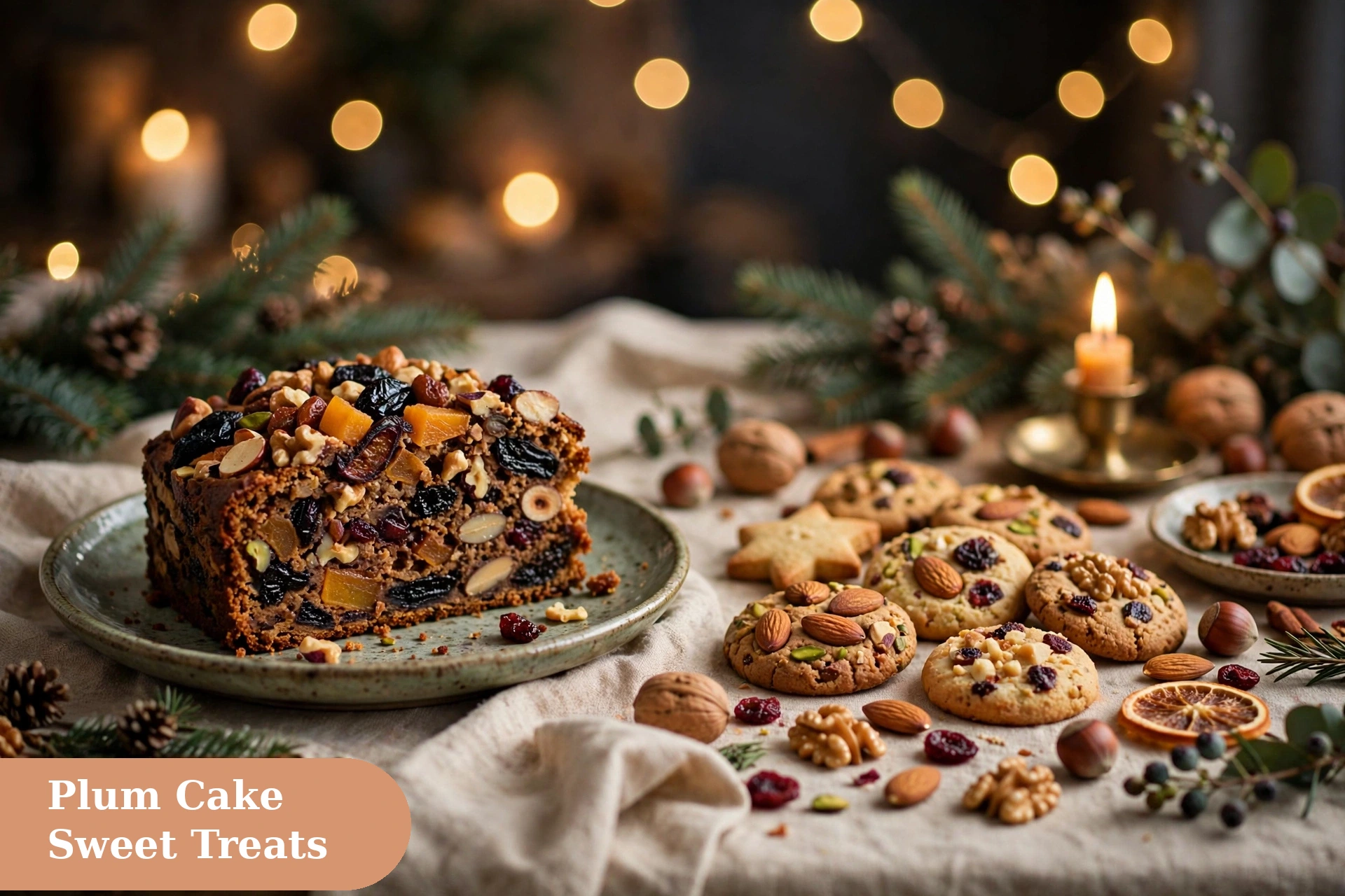 Christmas captions for instagram plum cake slice with festive holiday treats