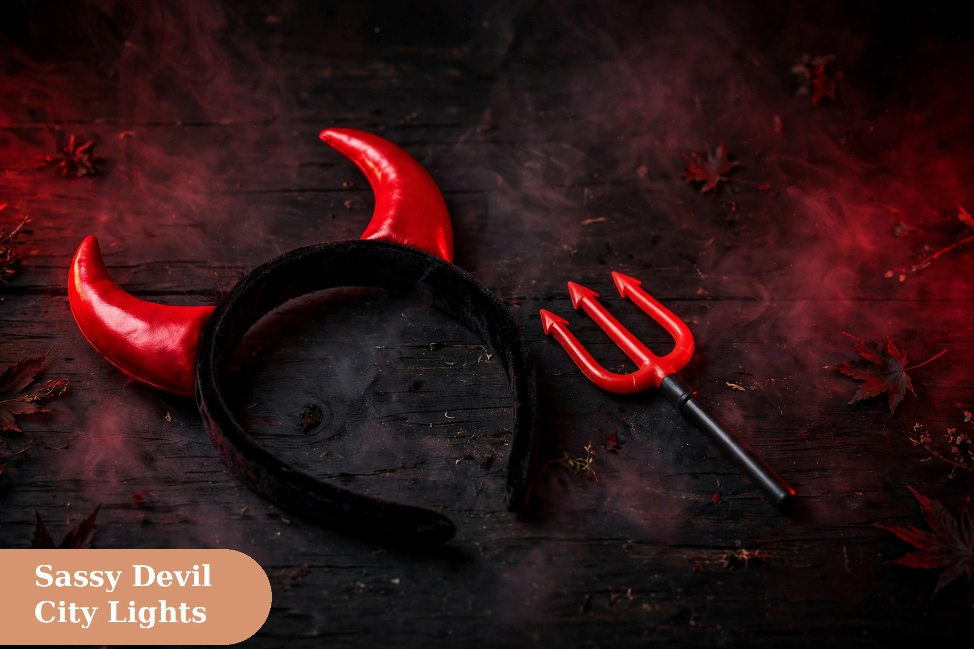Devil captions for instagram with a sassy devil look under city lights