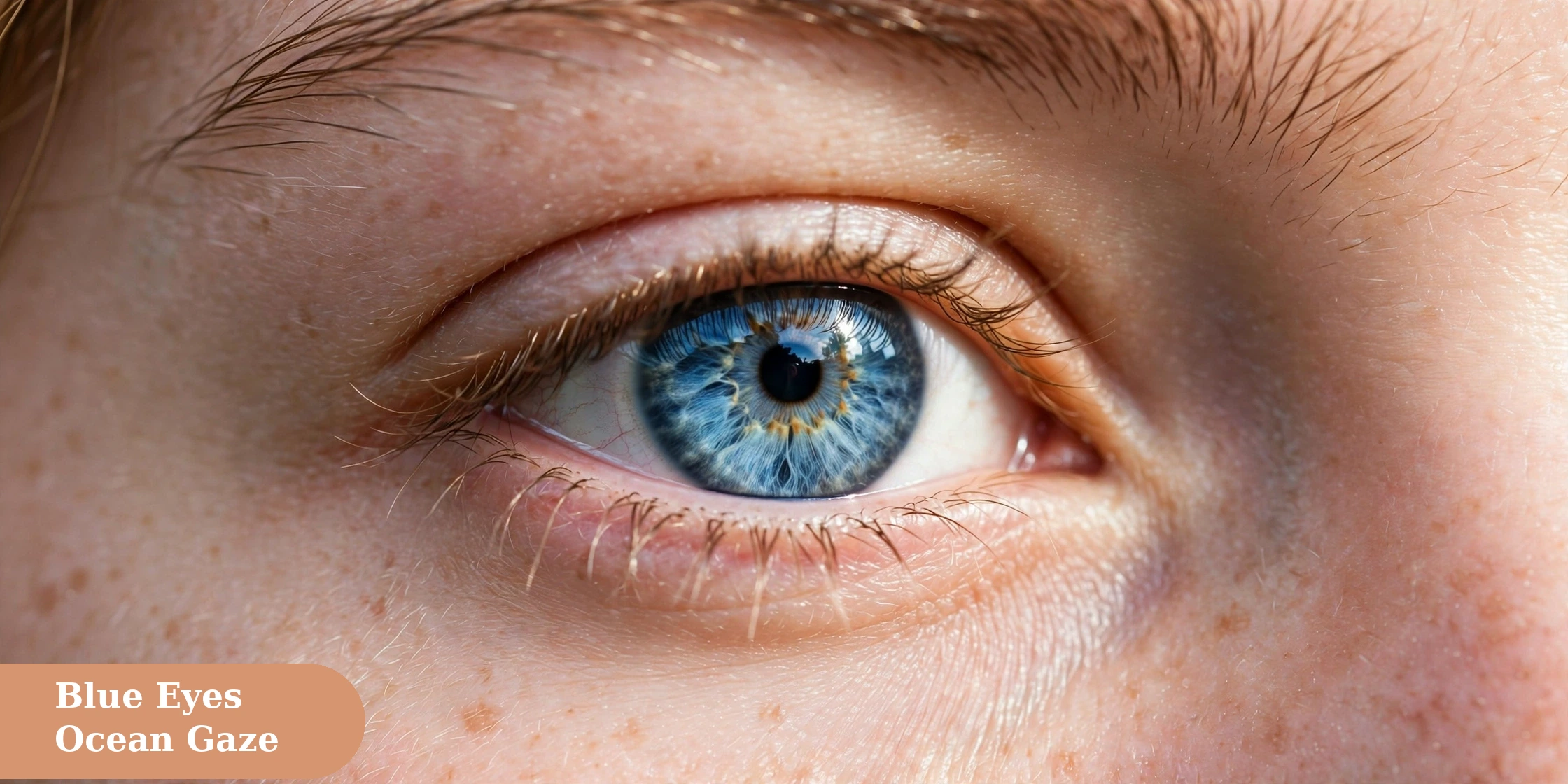 Eyes captions for instagram with bright blue eyes close up in natural daylight
