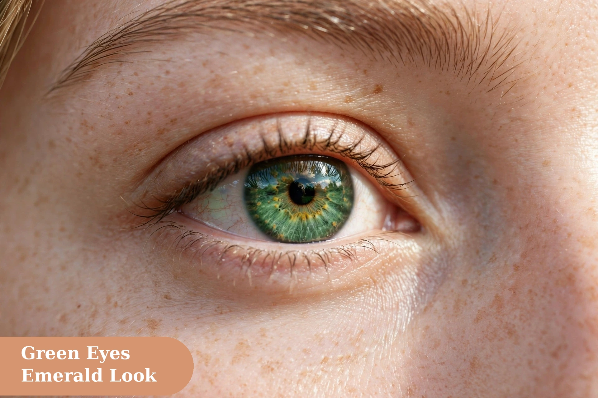 Eyes captions for instagram with green eyes and soft natural makeup look
