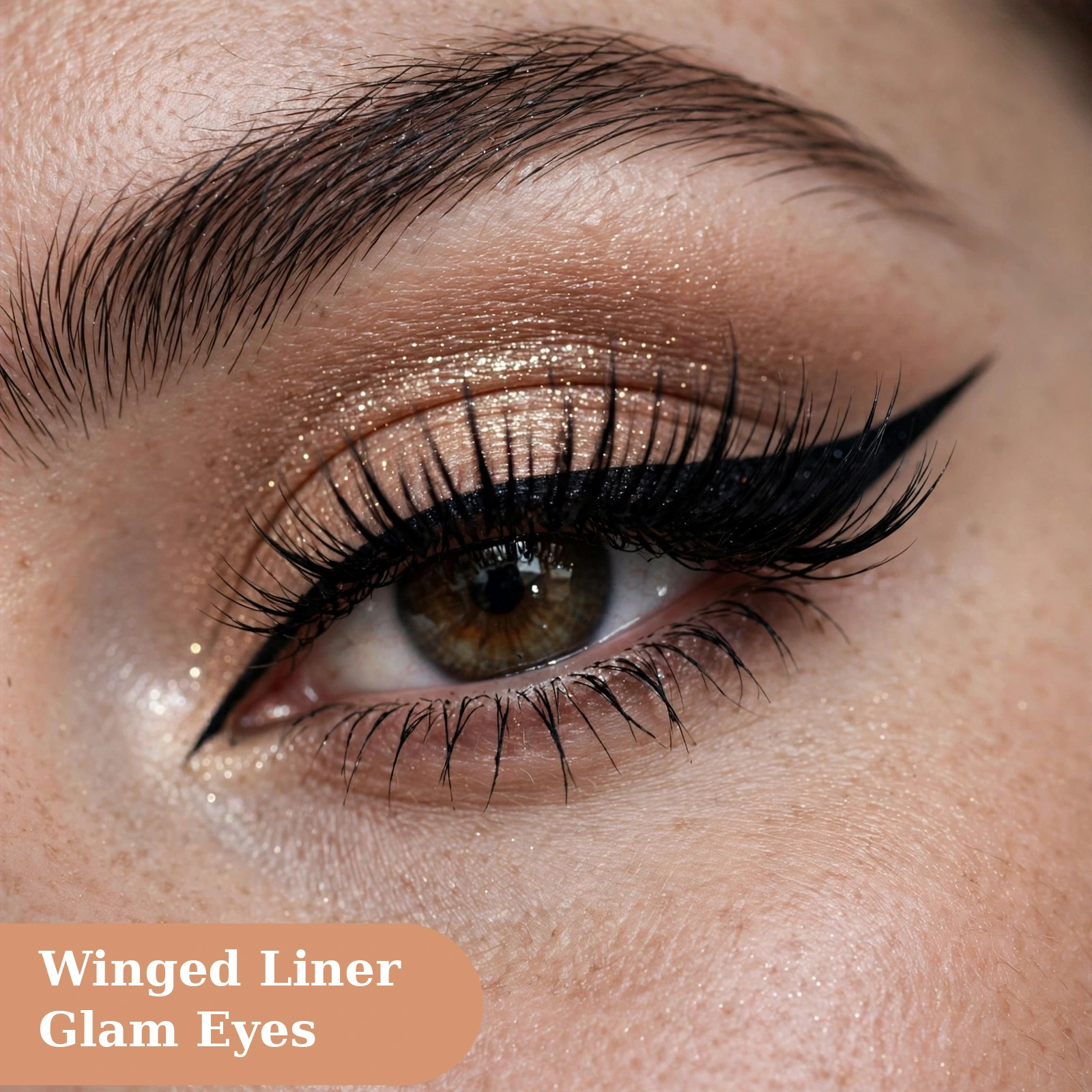 Eyes captions for instagram with winged eyeliner and glamorous eye makeup