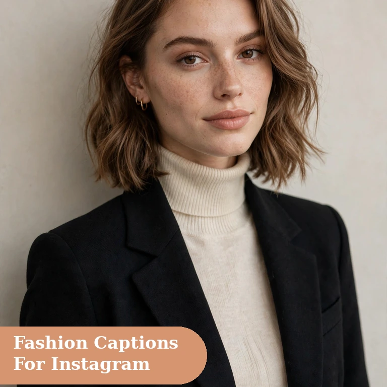 Fashion captions for instagram featured image with a stylish woman in a chic outfit