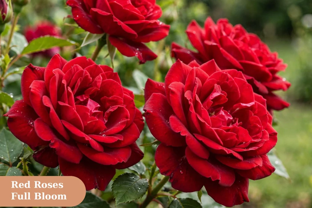 Flowers captions for instagram with red roses in full elegant bloom