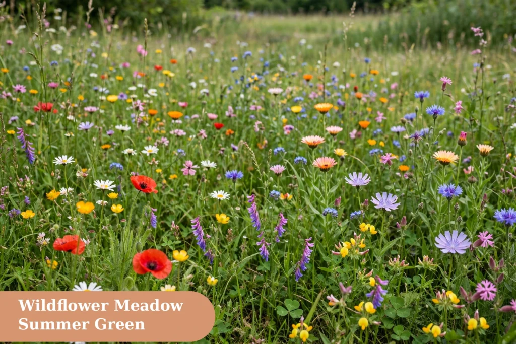 Flowers captions for instagram with wildflowers in a green summer meadow