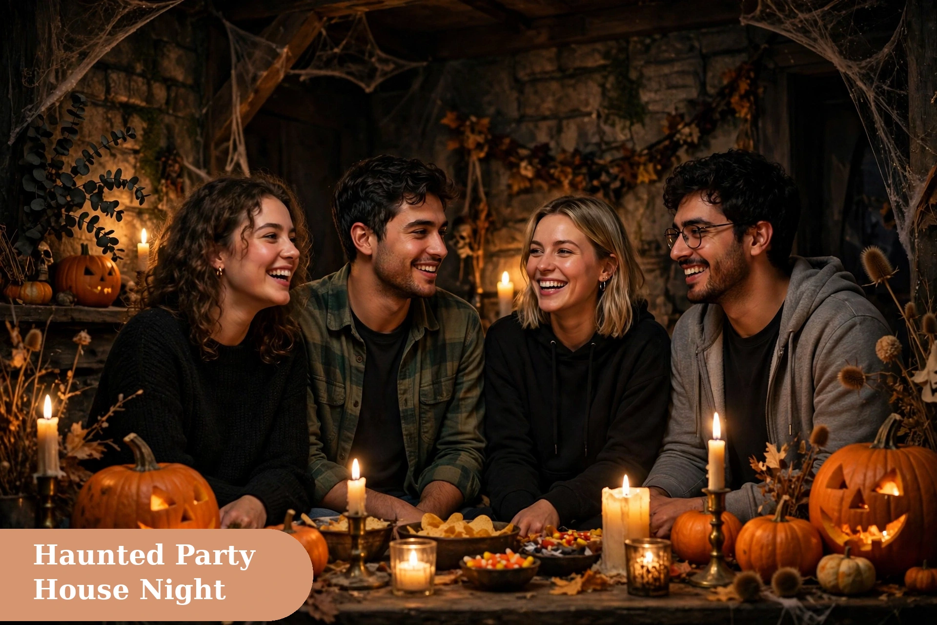 Haunted captions for instagram with friends at a haunted house Halloween party