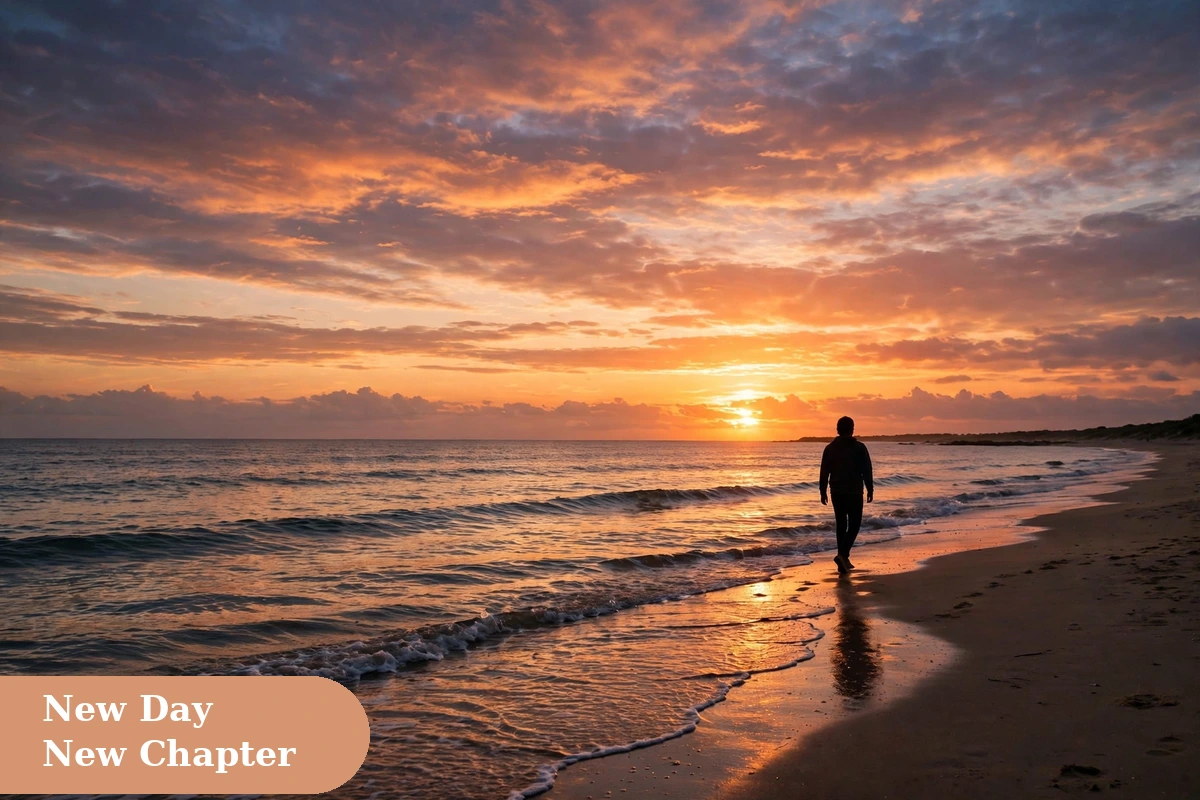 life captions for instagram with a silhouette walking on a beach at sunset with waves