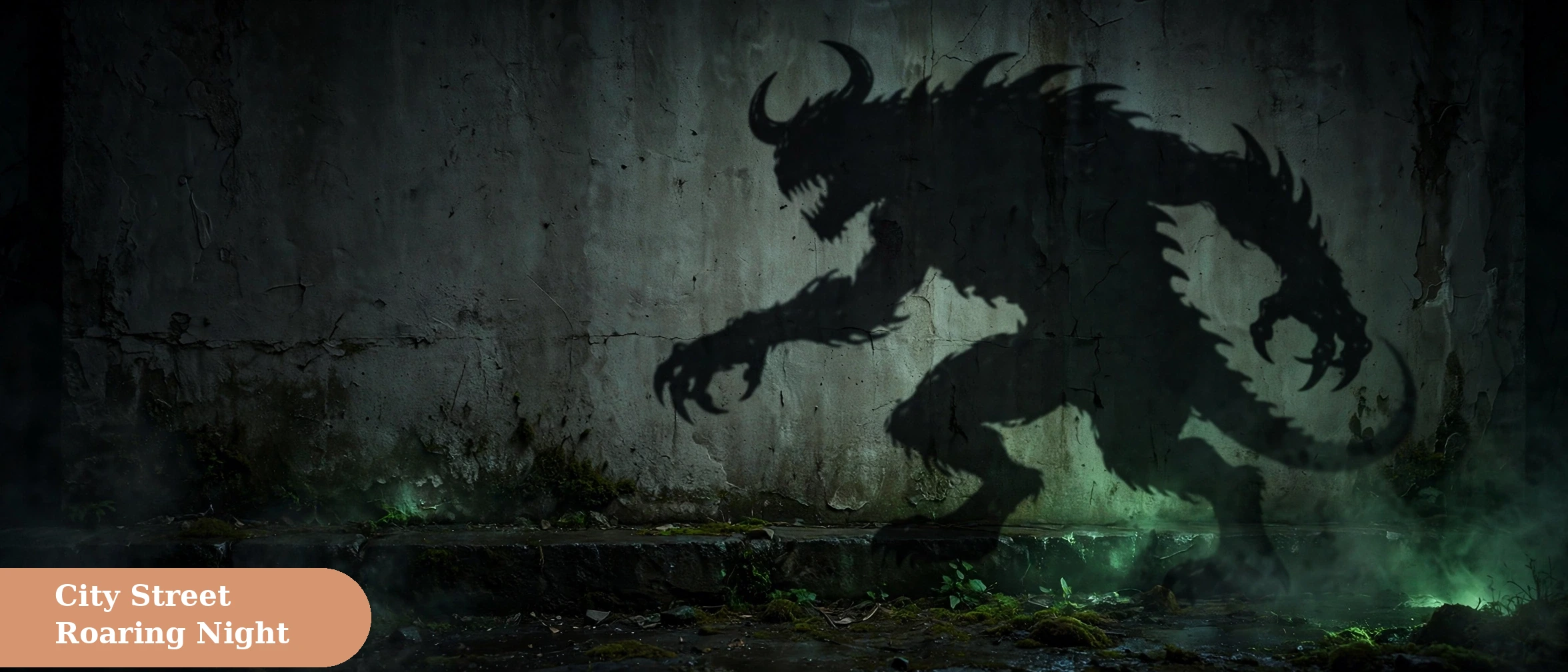 Monster captions for instagram with a roaring monster scene on a city street