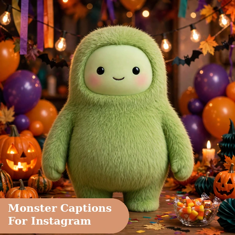 Monster captions for instagram featured image with a furry monster under a full moon