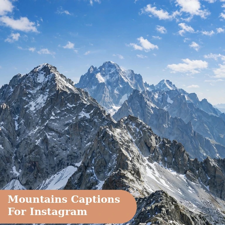 Mountains captions for instagram featured image with majestic peaks under a blue sky