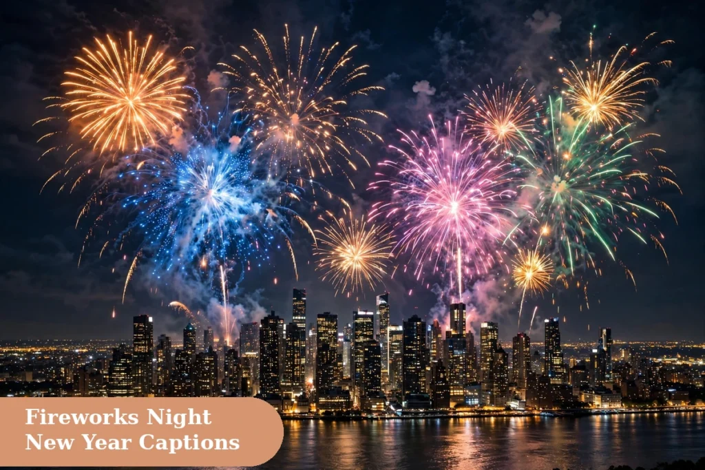 New year captions for instagram fireworks night lighting up the December sky