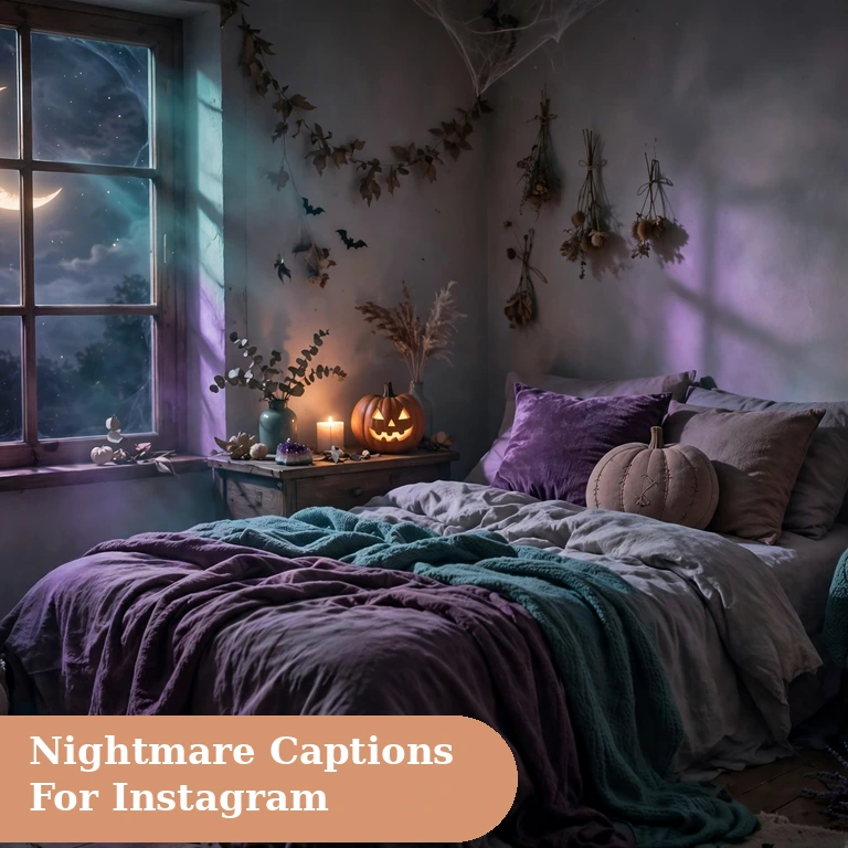 Nightmare captions for instagram featured image with a spooky dream scene under a haunted moon