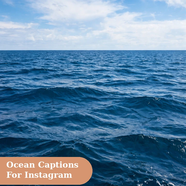 Ocean captions for instagram featured image with deep blue waves and an open horizon