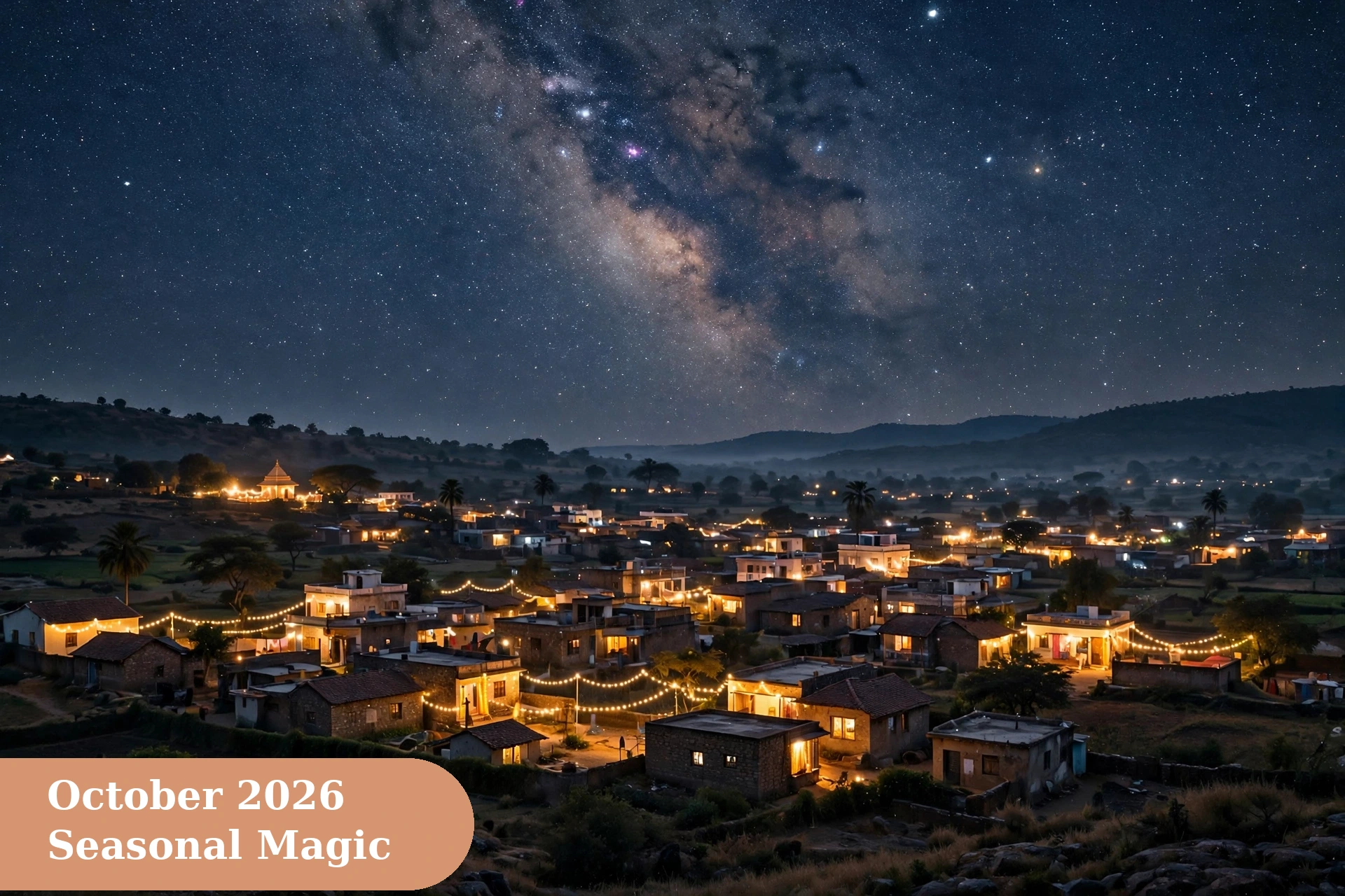 October captions for instagram October 2026 night sky full of stars over a town