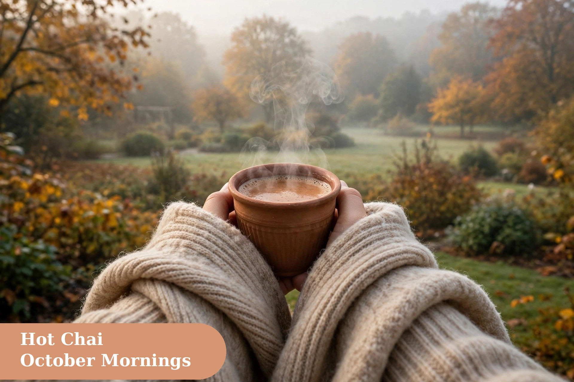 October captions for instagram hot chai served in a kulhad wrapped in a shawl