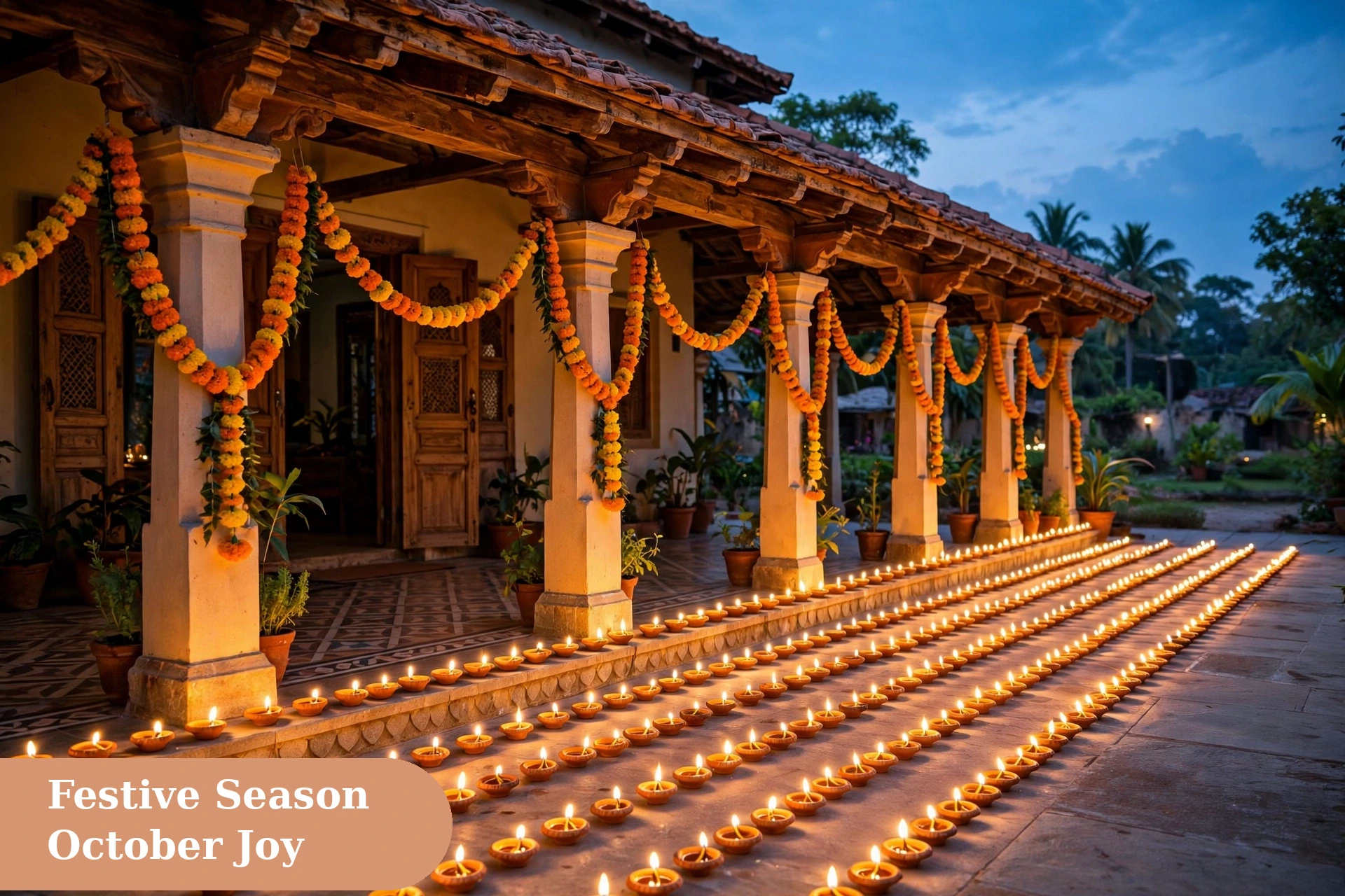 October captions for instagram festive season diyas glowing in an Indian home