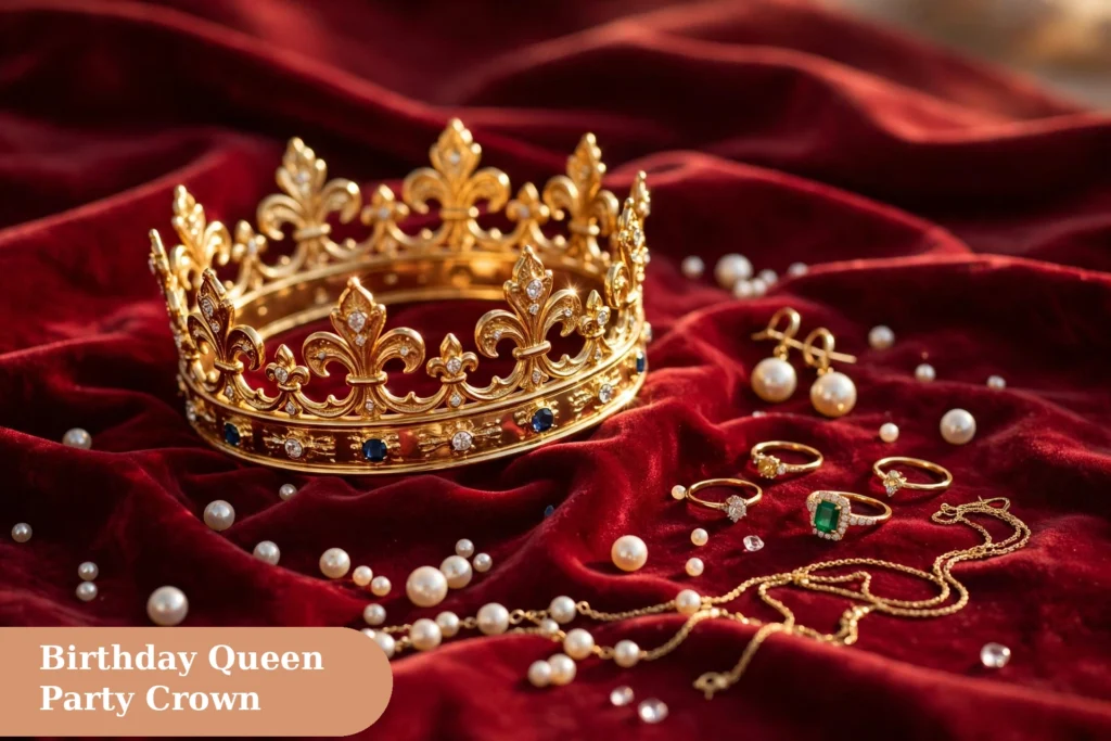 Queen captions for instagram with friends celebrating a queen birthday party with crowns