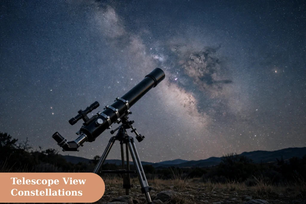 Stars captions for instagram with a telescope pointing at bright constellations