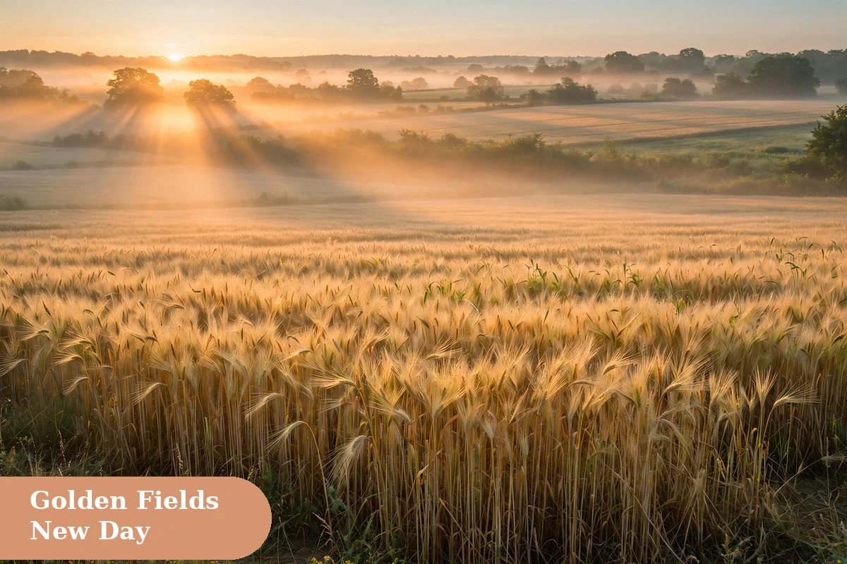 Sunrise captions for instagram with golden fields and sun rays at early morning