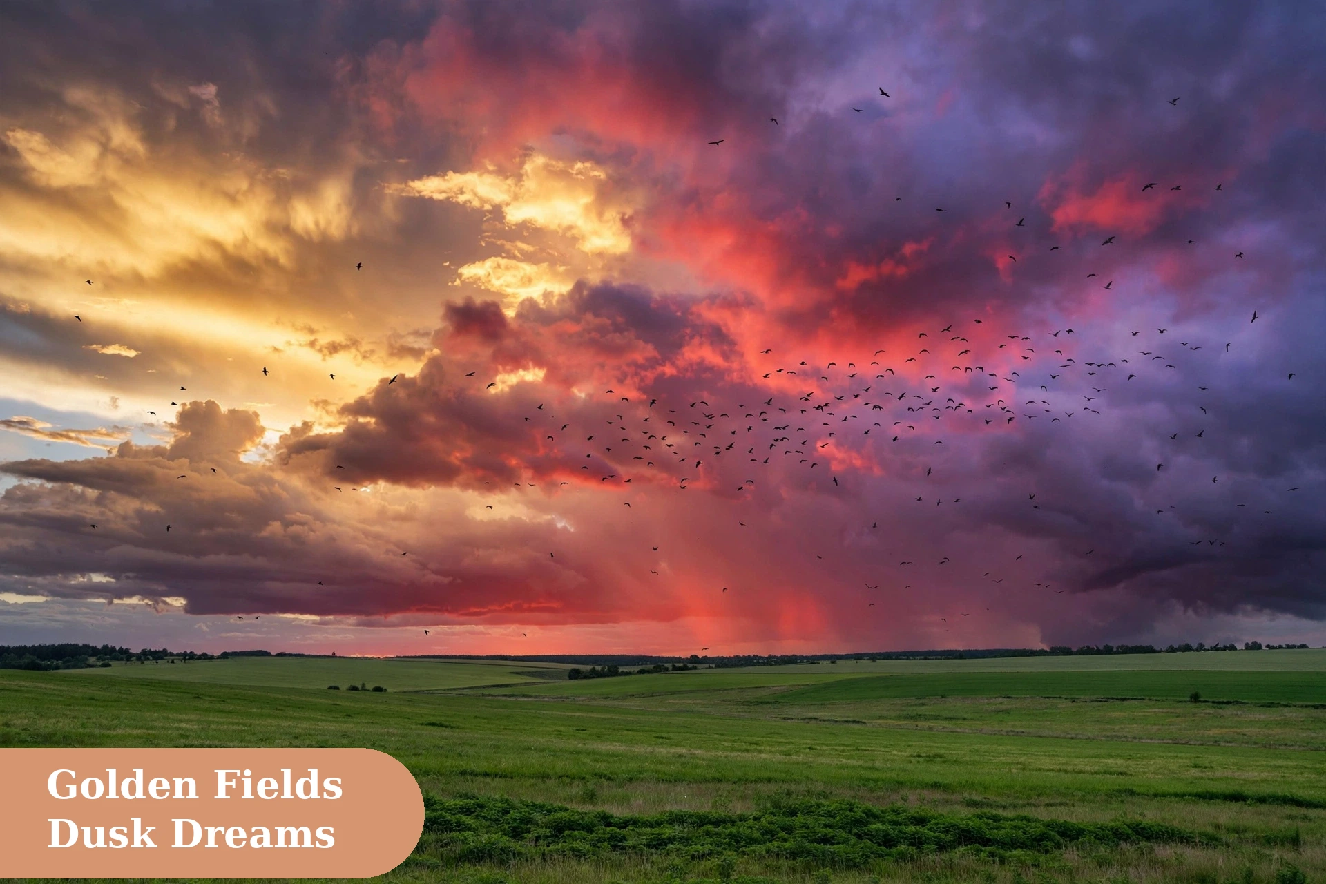 Sunset captions for instagram cloudy golden fields under a dramatic evening sunset sky