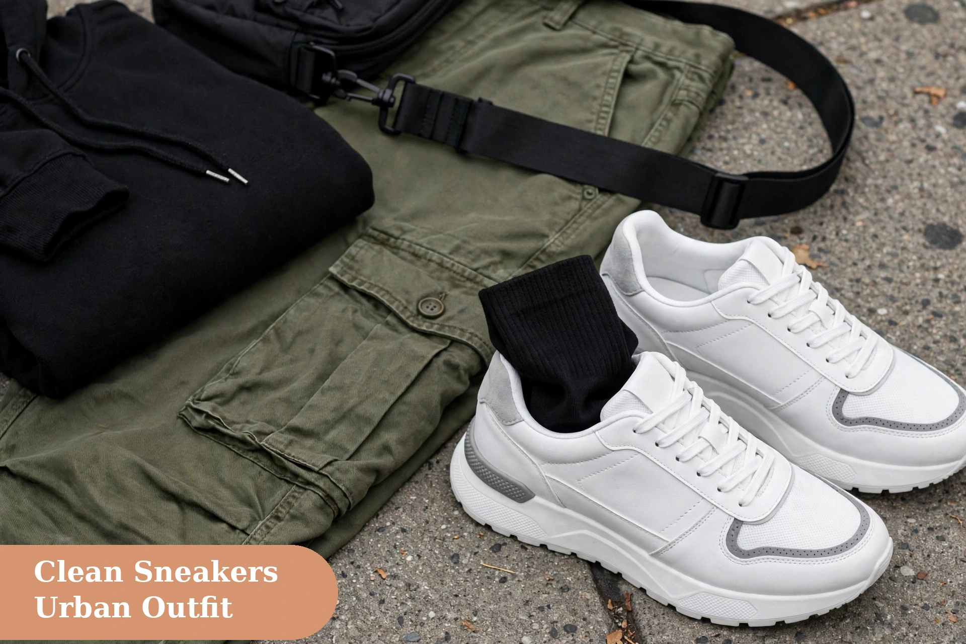 Swag captions for instagram with sneakers and a stylish urban outfit close up