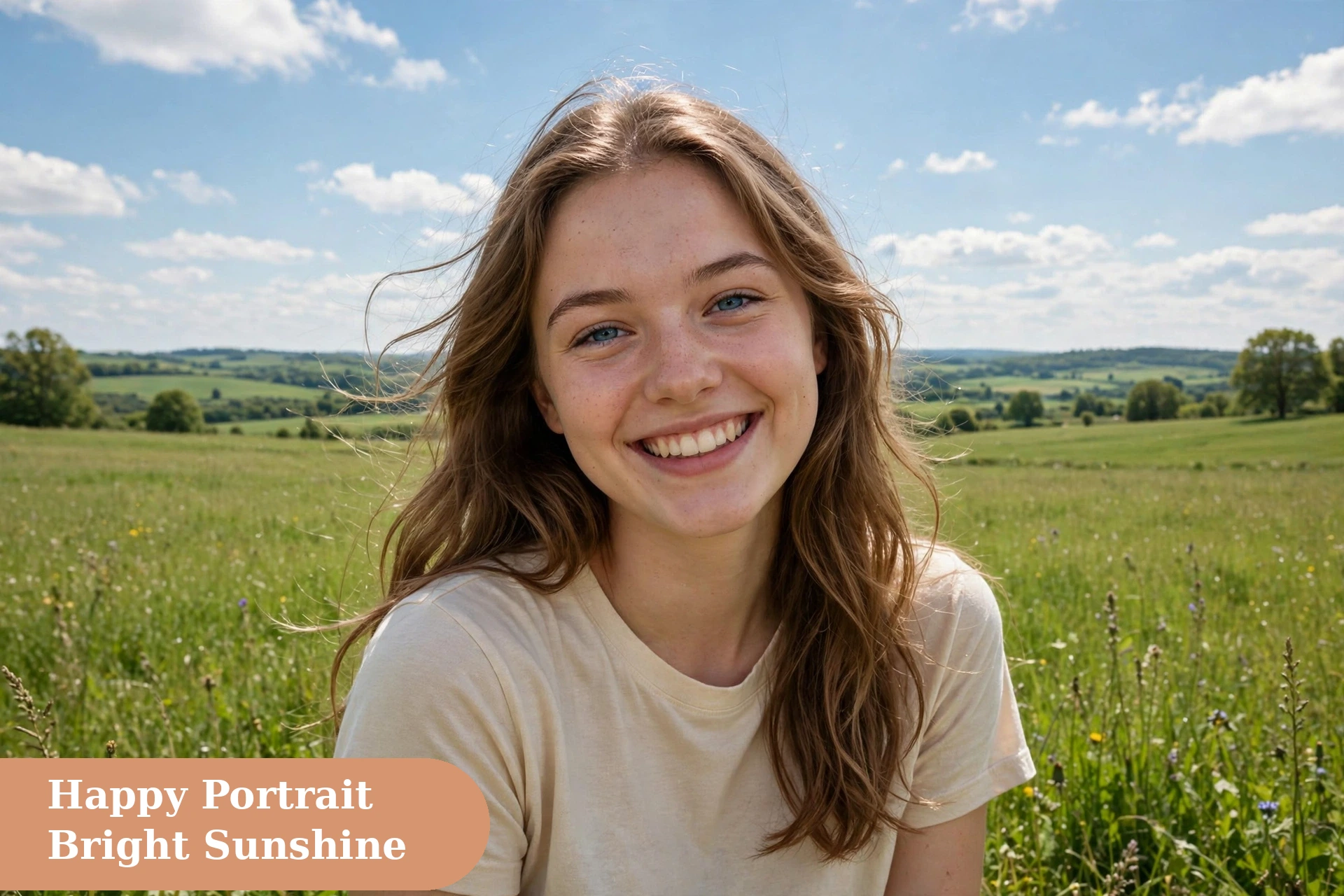 Vibes captions for instagram with a happy portrait in bright sunshine