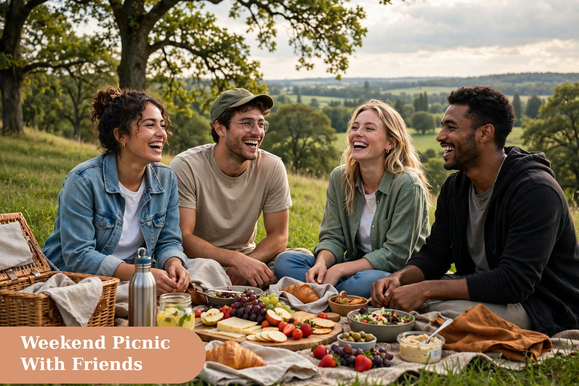 Vibes captions for instagram with friends at a relaxed weekend picnic