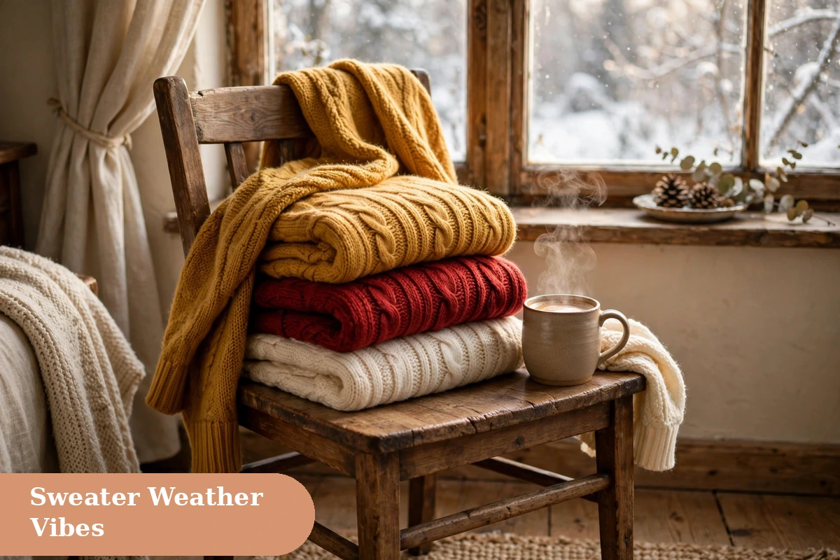 Winter captions for instagram sweater weather style glowing in warm winter sun