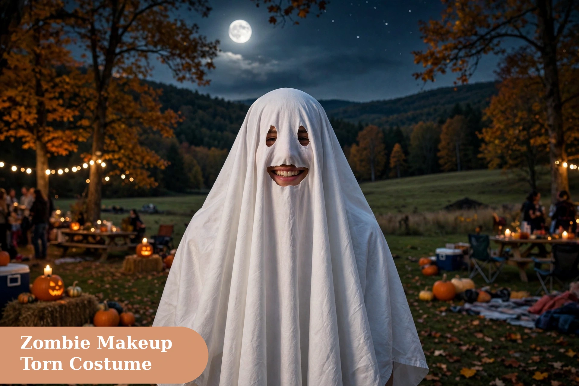 Zombie captions for instagram with zombie makeup and torn costume close up